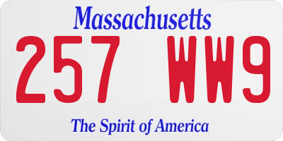 MA license plate 257WW9