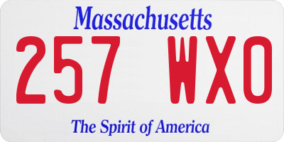 MA license plate 257WX0
