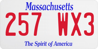 MA license plate 257WX3