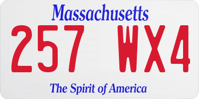 MA license plate 257WX4