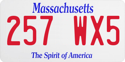 MA license plate 257WX5