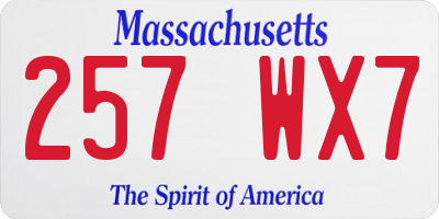 MA license plate 257WX7