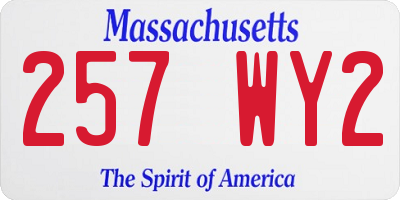 MA license plate 257WY2