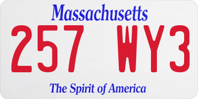 MA license plate 257WY3