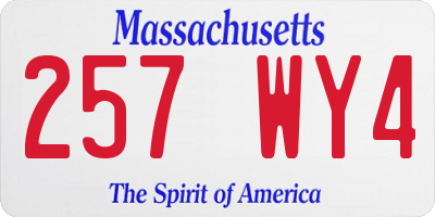 MA license plate 257WY4