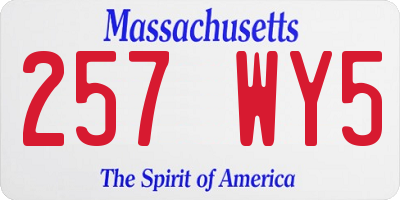 MA license plate 257WY5