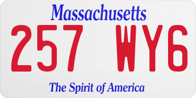 MA license plate 257WY6
