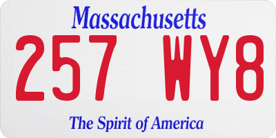 MA license plate 257WY8
