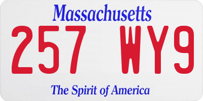 MA license plate 257WY9