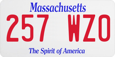 MA license plate 257WZ0