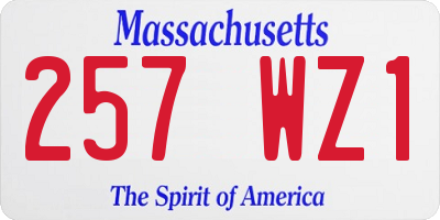 MA license plate 257WZ1