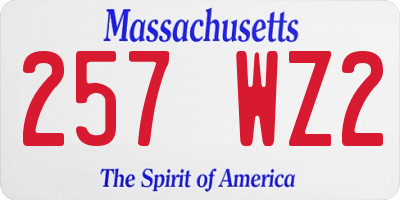 MA license plate 257WZ2