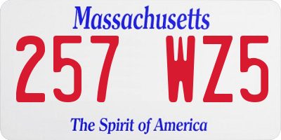 MA license plate 257WZ5