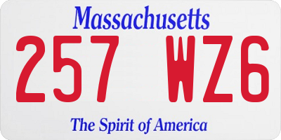 MA license plate 257WZ6