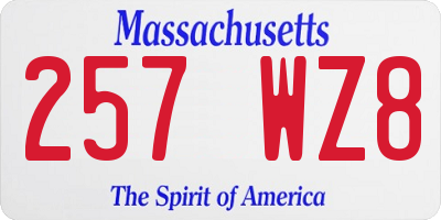 MA license plate 257WZ8
