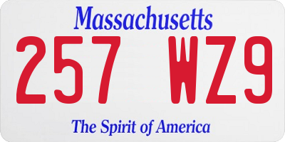MA license plate 257WZ9