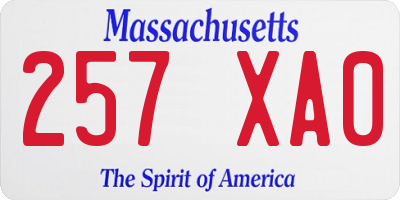 MA license plate 257XA0