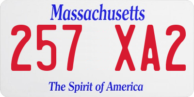 MA license plate 257XA2