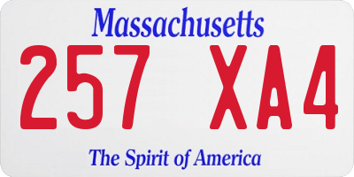 MA license plate 257XA4