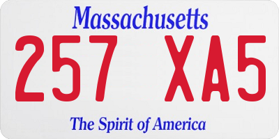 MA license plate 257XA5