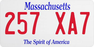 MA license plate 257XA7