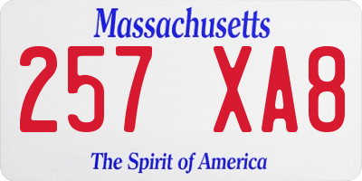 MA license plate 257XA8