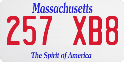 MA license plate 257XB8