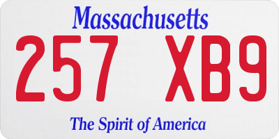 MA license plate 257XB9