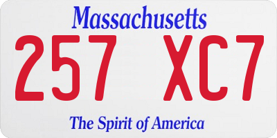 MA license plate 257XC7