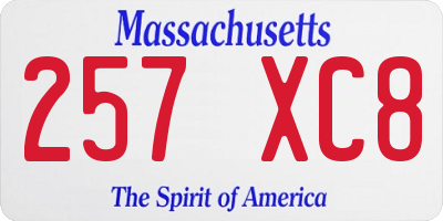 MA license plate 257XC8