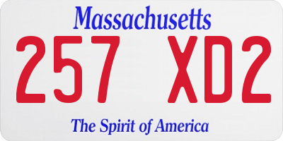 MA license plate 257XD2