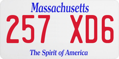 MA license plate 257XD6