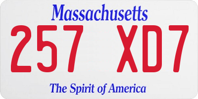 MA license plate 257XD7
