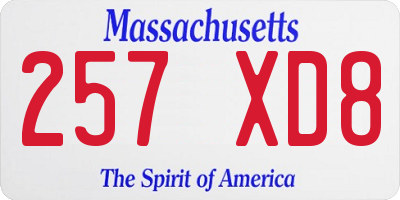 MA license plate 257XD8
