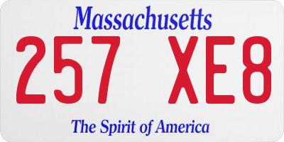 MA license plate 257XE8