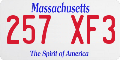 MA license plate 257XF3