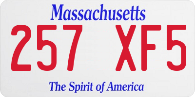 MA license plate 257XF5