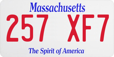 MA license plate 257XF7