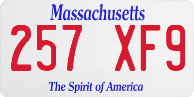 MA license plate 257XF9