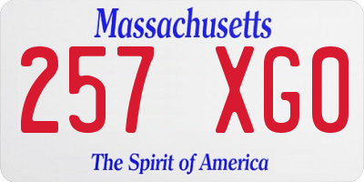 MA license plate 257XG0