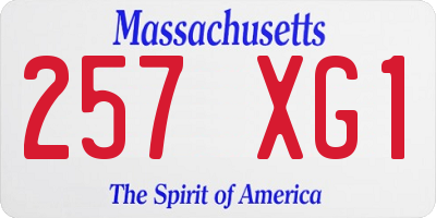 MA license plate 257XG1