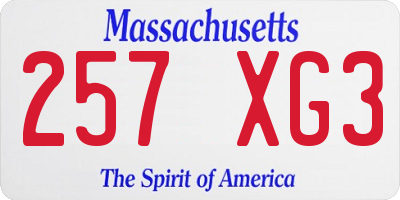 MA license plate 257XG3