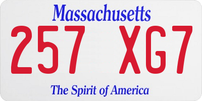 MA license plate 257XG7