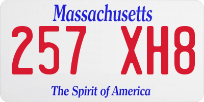 MA license plate 257XH8