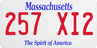 MA license plate 257XI2