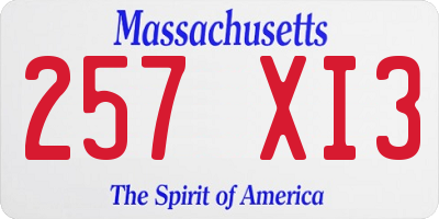 MA license plate 257XI3