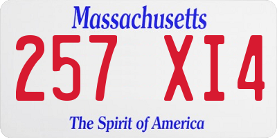 MA license plate 257XI4