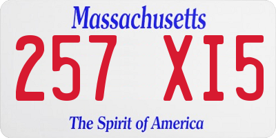 MA license plate 257XI5