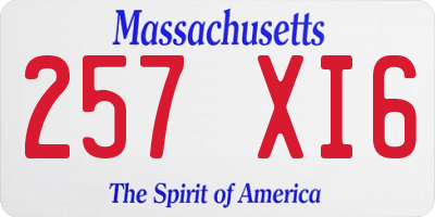 MA license plate 257XI6