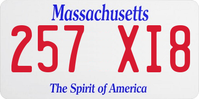MA license plate 257XI8